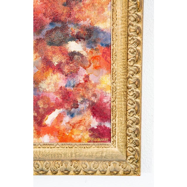 Wood 1970s B. Lockhart Mid Century Modern Painting Original Art Abstract Expressionism Floral Flowers For Sale - Image 7 of 12