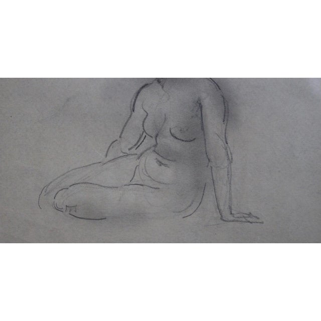 Guillaume Dulac, Sketch Portrait of Seated Nude, 1920s-1940s, Pencil on Paper For Sale - Image 8 of 10