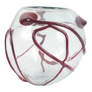 1988 Hand Blown Art Glass Vase Signed by Lewis Haynes For Sale