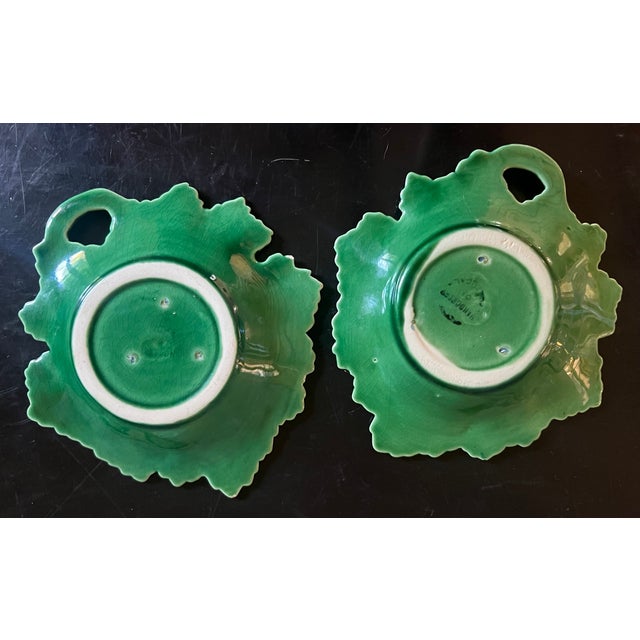 Portugese Majolica Leaf Dishes- Set of 2 For Sale - Image 9 of 9