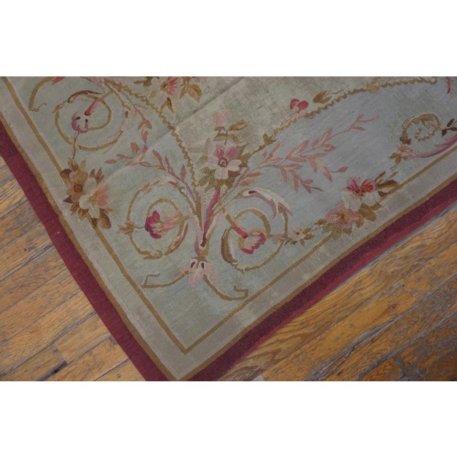 1880s Ivory Floral Medallion Antique French Aubusson Rug 3' X 6'6" Flatweave Wool Carpet For Sale - Image 9 of 15