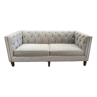 Stickley Greige Upholstered and Tufted Draper Sofa For Sale