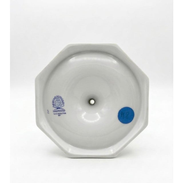 Traditional Herend Hungary Cornflower "Petite Blue Garland" Porcelain Candlestick For Sale - Image 3 of 3