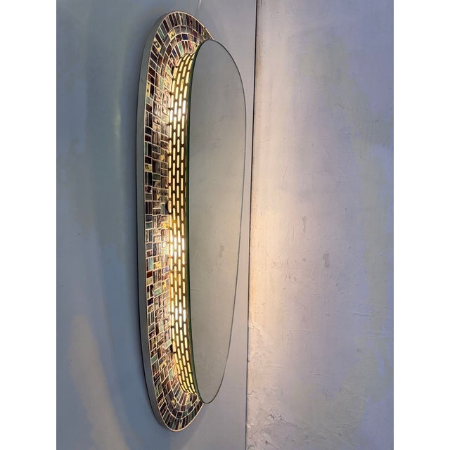 Glass Large Illuminated Mosaic Mirror, 1950s For Sale - Image 7 of 18