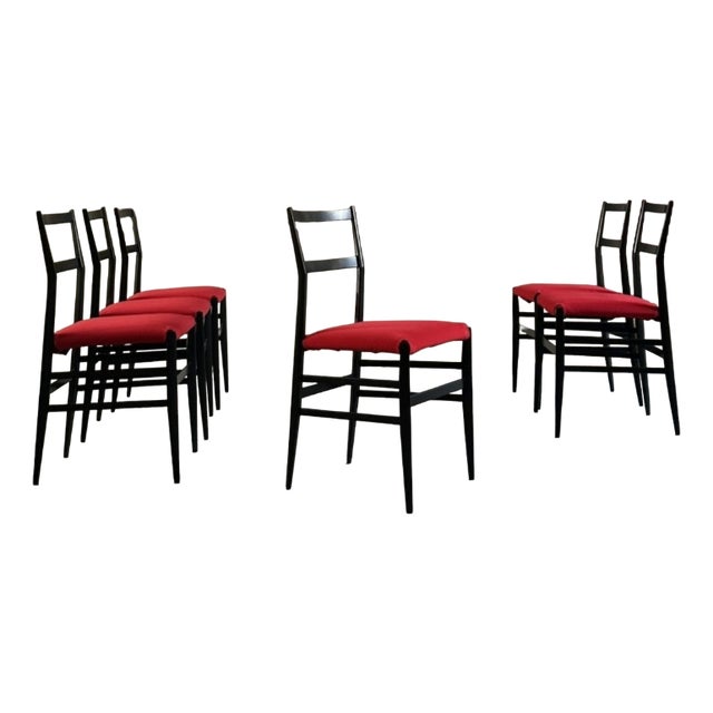 Vintage Superleggera Chairs by Gio Ponti for Cassina, 1950s, Set of 6 For Sale