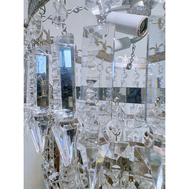 Vintage Silver Rim Tiered Crystal Chandelier For Sale - Image 10 of 10