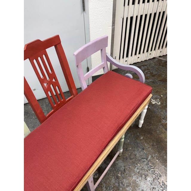Traditional Upcycled Mixed-Chair Bench For Sale - Image 3 of 12