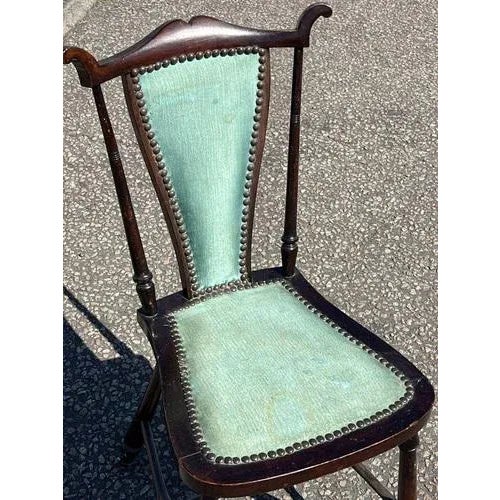 Turquoise Mahogany Side Chair For Sale - Image 3 of 7