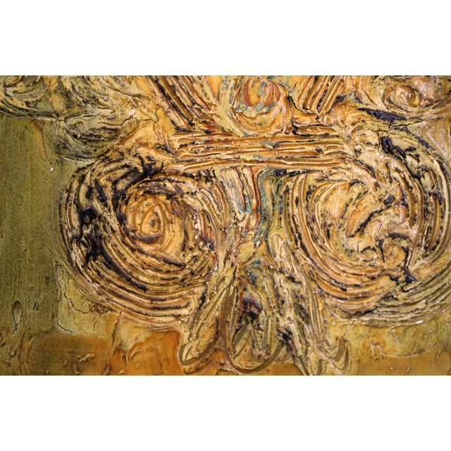 Van Hoople Family Crest Mid Century Modern Textured Painting on Board Framed For Sale - Image 9 of 9