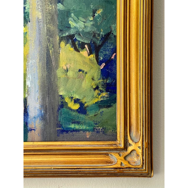 Late 20th Century Late 20th Century Modern Impressionist Oil Painting of a Garden in Greens, Framed For Sale - Image 5 of 15