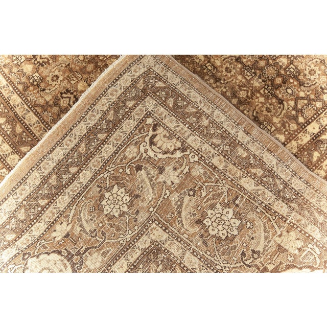 Brown Antique Persian Tabriz Hand Knotted Wool Rug For Sale - Image 8 of 8