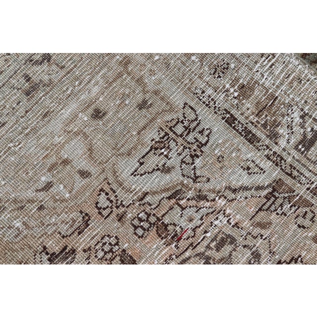 Persian Heriz Rug With Large Central Medallion and Faded Earth-Tone Palette 3'10 X 4'6 For Sale - Image 11 of 11