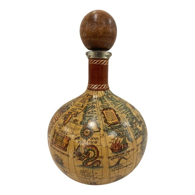 Vintage 1960s Italian Old World Map Decanter For Sale