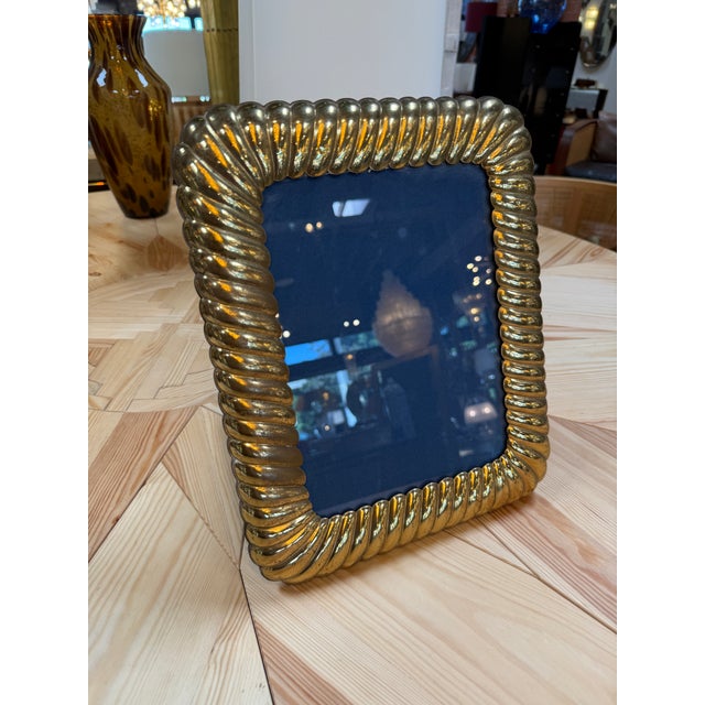 Metal Vintage Gold-Tone Rope Picture Frame For Sale - Image 7 of 7