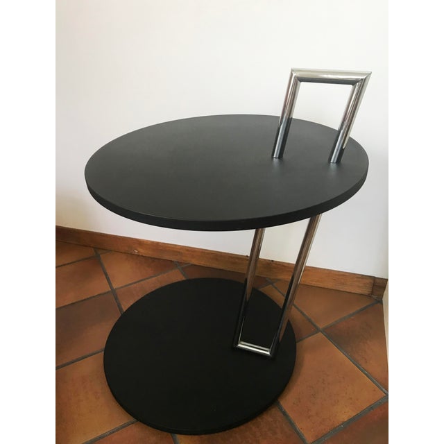 Eileen Gray Round Black and Chrome Coffee Table by Eileen Gray For Sale - Image 4 of 6