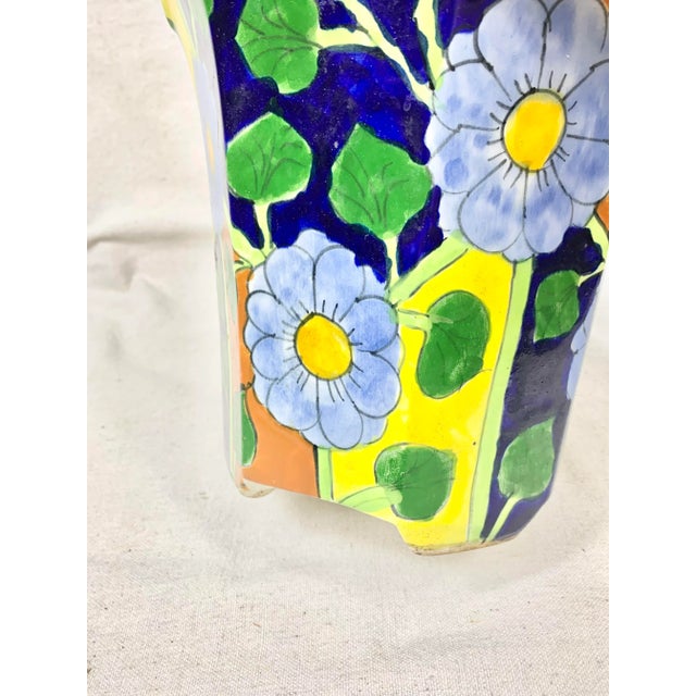 Vintage Colorful Mexican Floral Planter For Sale - Image 10 of 13