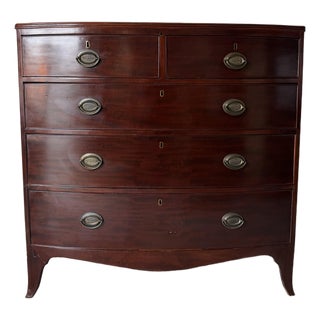 19th Century English Mahogany Bowfront Chest of Drawers For Sale