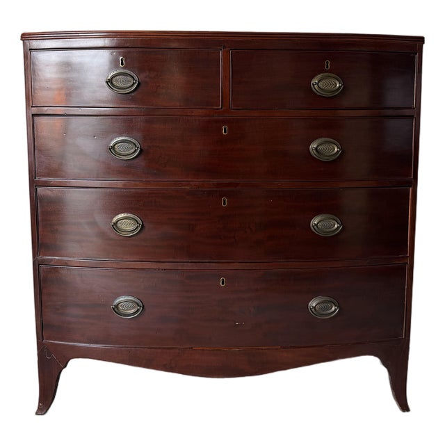 19th Century English Mahogany Bowfront Chest of Drawers For Sale