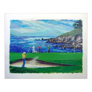 1990s "18th at Pebble Beach" Golf Hand Signed Numbered Print by Steve Bloom For Sale