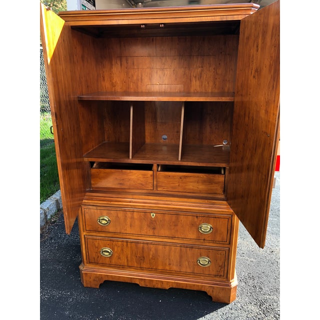 1980s Chippendale Drexel Yorkshire Yew Wood Armoire Chairish