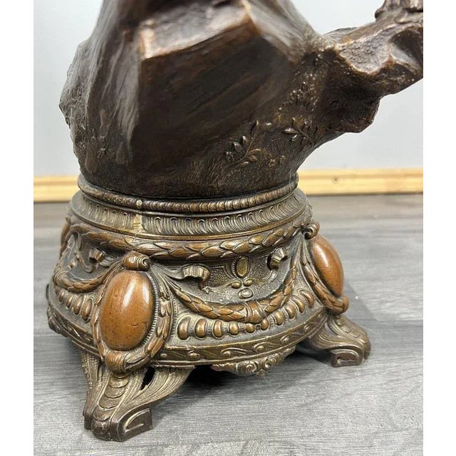 Vintage French Figural Mantel Clock Set in Metal with Horses and Chariot, Set of 3 For Sale - Image 10 of 15