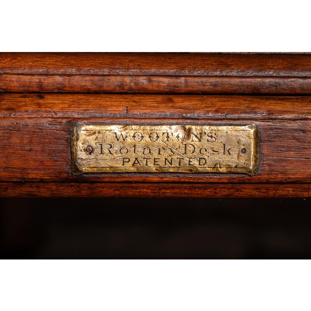 Wood Antique Quarter-Sawn Oak Rotary Desk by Wooton For Sale - Image 7 of 15