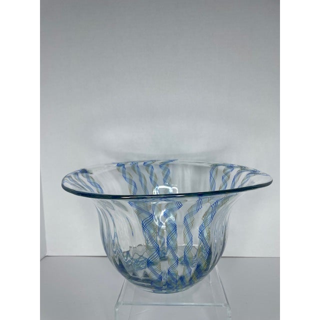 Mid-Century Modern 1990s Venetian/Murano or Murano Style Art Glass Latticino Helmet Bowl For Sale - Image 3 of 7