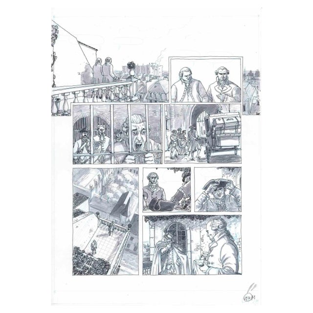 Vincenzo Bizzarri, Beaumarchais Speaks, Ink & Watercolor on Paper, 2019 For Sale