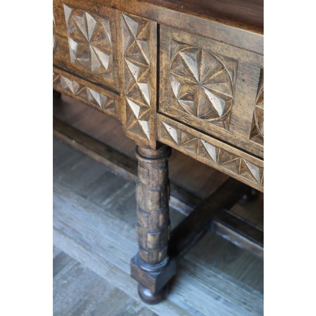 108-Inch Spanish Baroque Hand-Carved Walnut Console Table - 9-Foot Grand Hacienda Refectory For Sale - Image 10 of 18