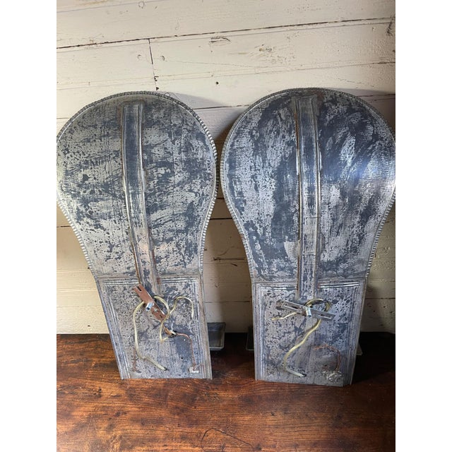 Pair of Late 20th Century Distressed Tin Sconces For Sale - Image 4 of 6