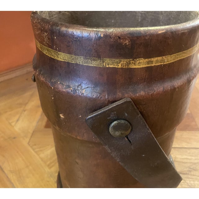 Brown 19th Century Leather Bucket, 1890s For Sale - Image 8 of 9