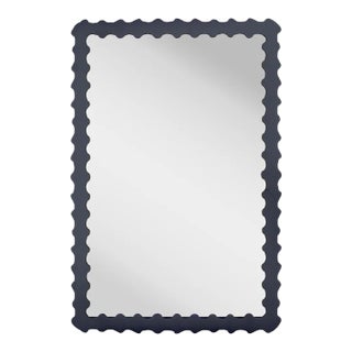 Fleur Home Audubon Bamboo Rectangle Mirror in Hale Navy, 24x36 For Sale