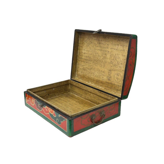 1980s Oriental Rectangular Green Color Kirin Dragon Accent Box For Sale - Image 5 of 6