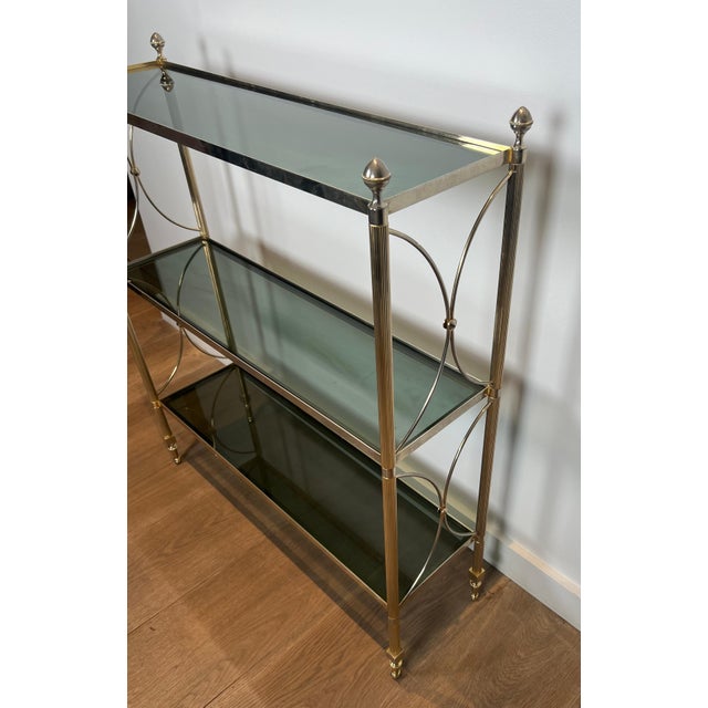 1940s Neoclassical silver metal shelves in the style of Maison Jansen For Sale - Image 6 of 12