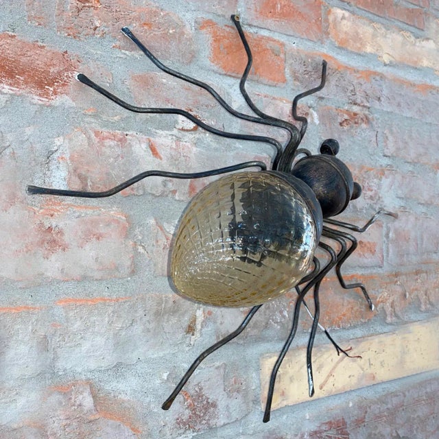 Italian Yellow Glass Lucky Charm Spider Sconce from Illuminazione Rossini, 1960s For Sale - Image 10 of 14