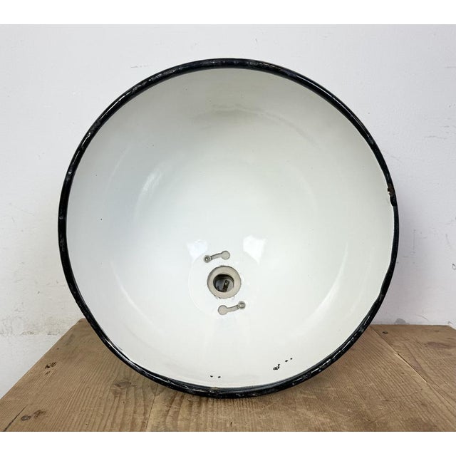 Industrial Soviet White Enamel Pendant Lamp, 1960s For Sale - Image 14 of 18