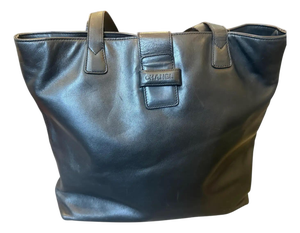 Late 1990s Excellent Condition Chanel Smooth Black Leather Tote Bag