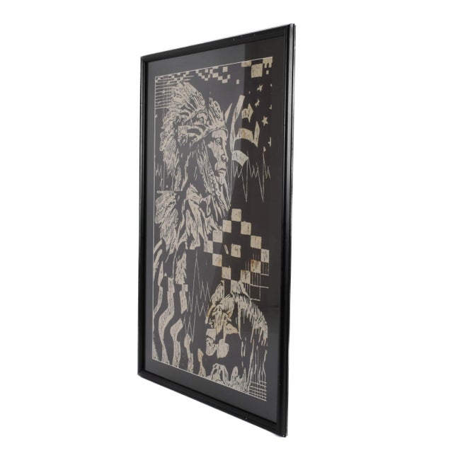 Framed Signed Tara Aarons American Native American Wood Block Print For Sale - Image 4 of 13
