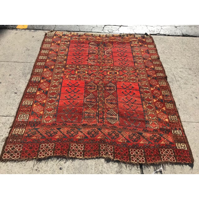 1900s Antique Afghan Tribal Rug-4′10″ × 5′10″ For Sale - Image 13 of 13
