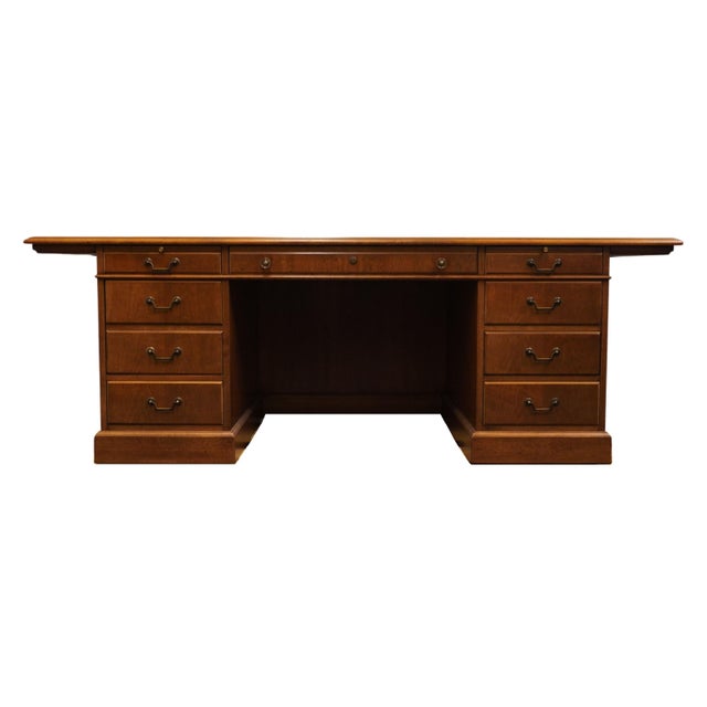 Stow & Davis Solid Walnut Contemporary Traditional 84" Executive Office Desk For Sale - Image 9 of 12