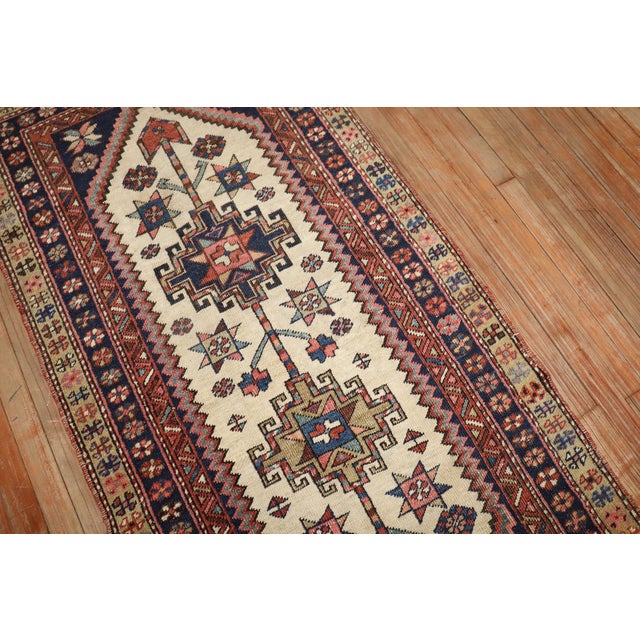Early 20th Century Zabihi Collection Ivory Tribal Heriz Small Runner - 2'11" x 5'11" For Sale In New York - Image 6 of 10