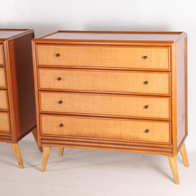 Raffia and Wood Chests of Drawers, 1970s, Set of 2 For Sale - Image 4 of 18