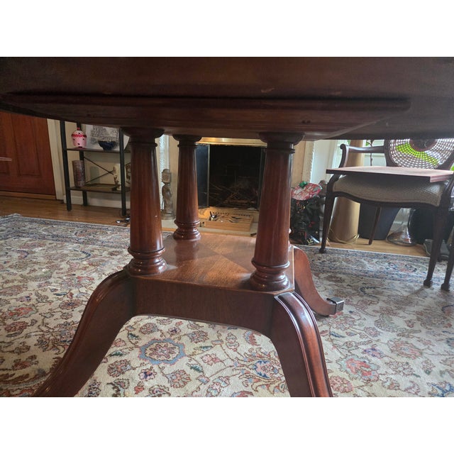 1960s Custom Burton Ching English Mahogany Dining Table – 60" Round / 84" Extended – Original $20,000 Commission For Sale In Monterey, CA - Image 6 of 17