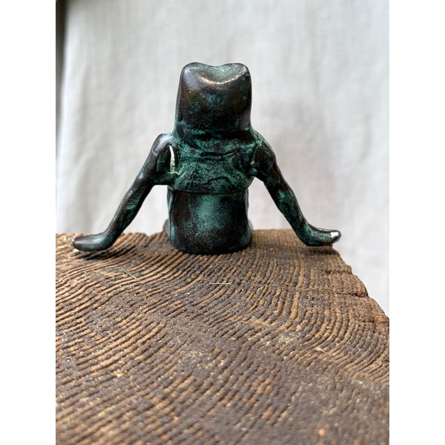 Vintage Bronze Seated Frog Garden Ornament For Sale In New York - Image 6 of 18