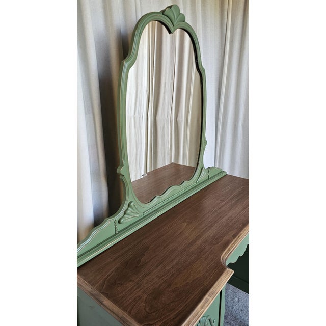 Vanity With Mirror, Vintage Piece, Circa 1930's, Green Boho Style For Sale - Image 4 of 14