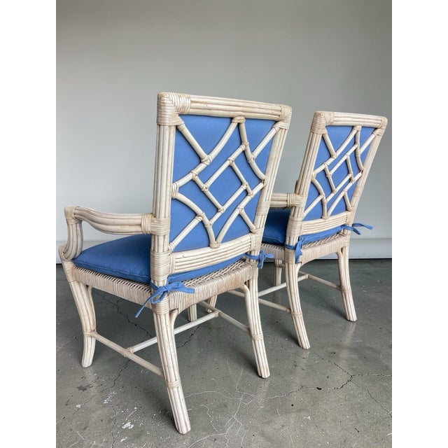 Vintage Rattan Armchairs With Sculptural Fretwork Backs, a Pair For Sale In Naples, FL - Image 6 of 11