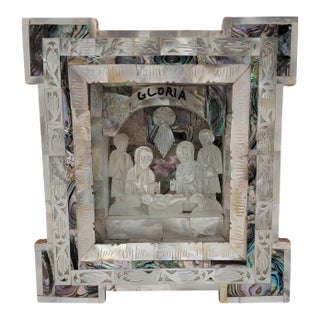 Antique Carved Mother of Pearl Nativity For Sale