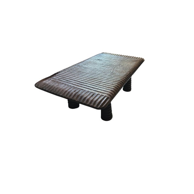Wood Solid Teak Wood Table, Modern Organic, Wood Textures, Burnt For Sale - Image 7 of 8