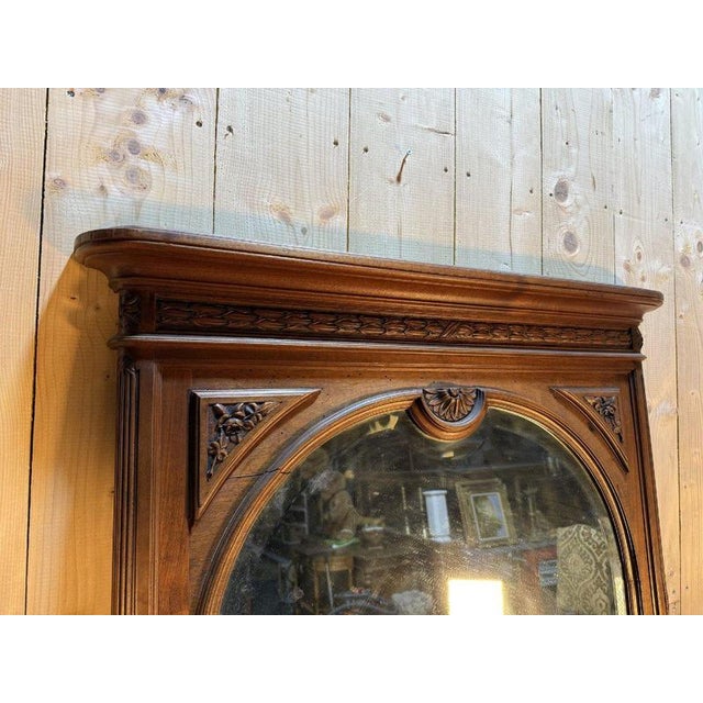 Large Art Deco Mirror in Walnut Frame For Sale - Image 3 of 7