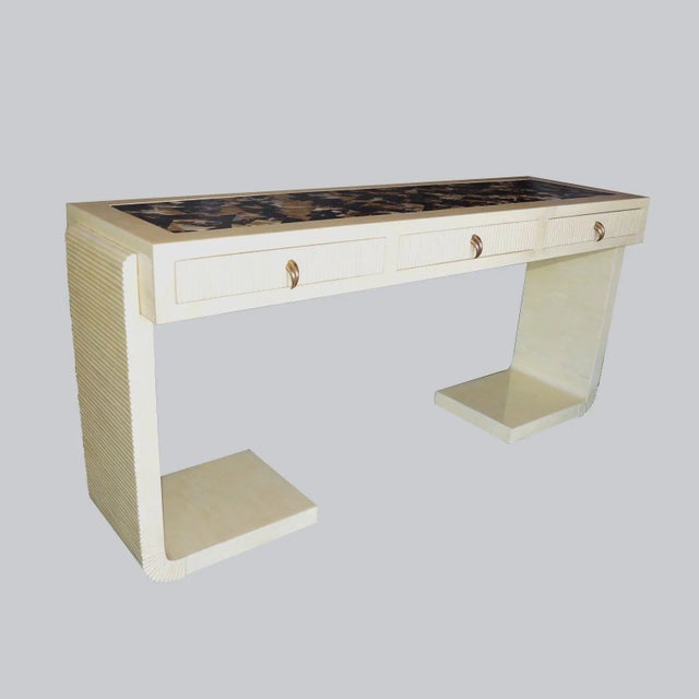 Large White Bone and Cow Horn Console in the Style of Karl Springer. USA, c.1960s